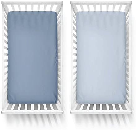 Featherhead™ plahta za krevetić, meka, prozračna i pamučna posteljina za standardne dušeke za krevetić i malu djecu, 28 X 52, 2 pakovanja, za dječake, plava kombinacija