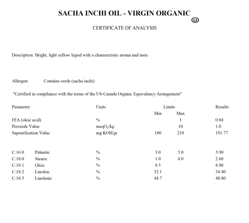 Organic Sacha INCHI ulje za sjeme / čisto potpuno prirodno hladno prešano / velika staklena bočica od 4 oz | brave u vlazi za tijelo lica i kosu