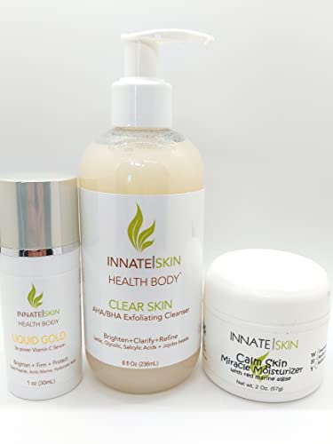 Clear Skin AHA / BHA piling sredstvo za čišćenje lica, calm skin Miracle hidratantna krema sa morskim algama i serumom vitamina C tečnog zlata sve od urođene kože
