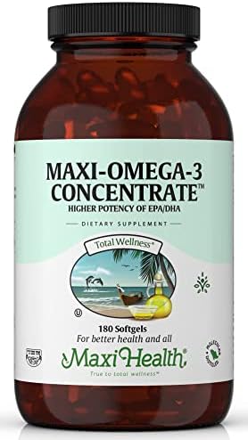 Maxi Health Omega 3 Supplement-Omega-3 koncentrat ribljeg ulja-izvor veće potencije EPA / DHA masnih kiselina-srce, mozak i zajedničko zdravlje - košer sertifikovana divlja ulovljena morska riba