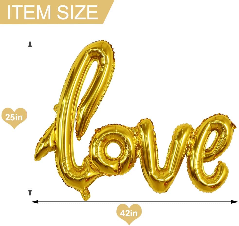 Baller baller velike zlatne ljubavne folije, 42 inčni milarski folija slova baloni za višekratnu upotrebu materijala