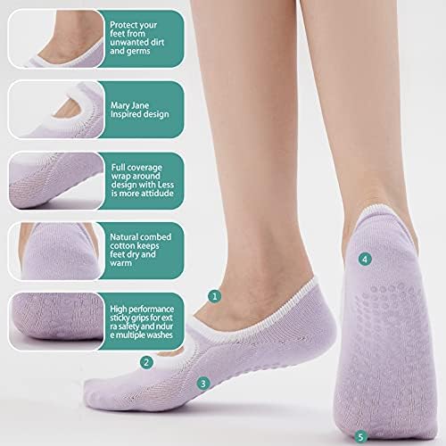 Thumberly Yoga Pilates Socks Neklizajući sa hvataljkama, 2 pakovanja za barre, bosonočni stabilnost treninga