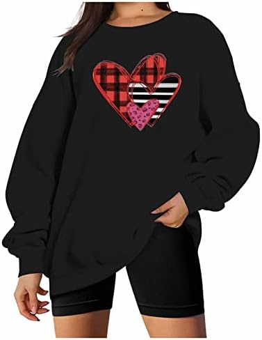 Jjhaevdy Žene Vole duksere srca Sretna majica za Valentinovo Grafički pulover Valentine