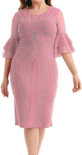 Žene 2023 Lady Elegant pletena čipka Cape haljina plus veličine tiskanje olovke na pola rukava Halter Midi haljina