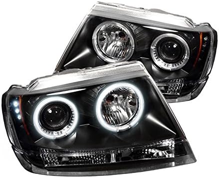 ZMAUTOPARTS CCFL Halo LED DRL projektor farovi Crni kompatibilni sa 1999-2004 Jeep Grand Cherokee
