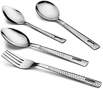 Set pribora za jelo od nerđajućeg čelika, 25 komada, srebro sa čeličnim postoljem