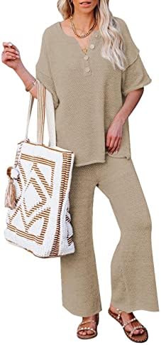 SHAWHUWA 2023 Ženska odjeća za 2 komada s kratkim rukavima Klintne vrhunske hlače za noge Slawsuit Slouchy Loungewear Set