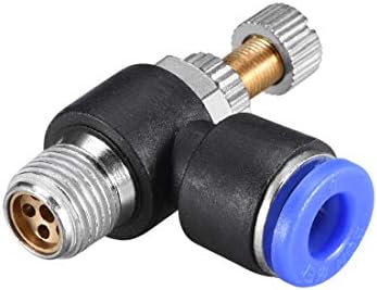 Uxcell pritisni za povezivanje ventila za kontrolu protoka vazduha,lakta, 6mm od x G1/8 muškog navoja,pneumatskog ventila za regulator brzine protoka,plave boje