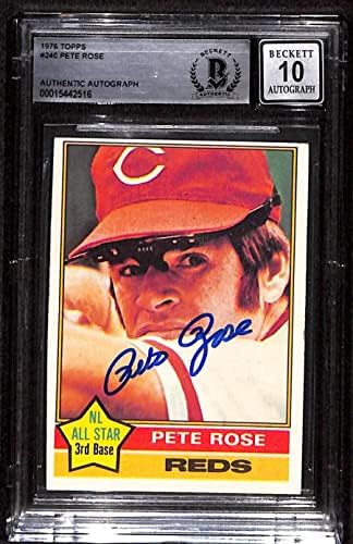 # 240 Pete Rose - 1976 za bejzbol kartice 1976. godine BGS Auto 10 - bejzbol ploče sa autogramiranim karticama