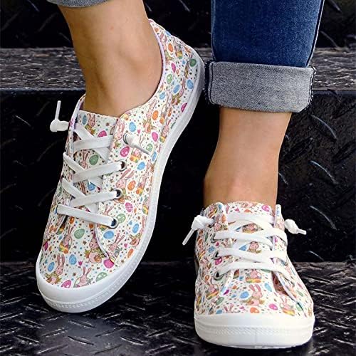 RBCulf lOafer tenisice za žene slatke crtane ispise stanovi platnene cipele Neklizajuće casual klizanje na tenisicama hoda cipele