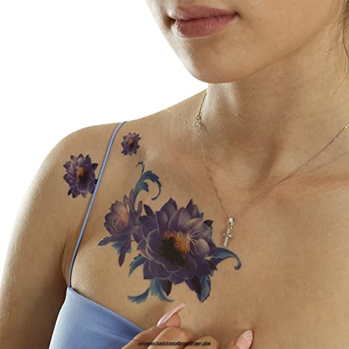 2 x cvjetna tetovaža - motiv u plavoj boji - Privremena tetovaža tijela - TL283