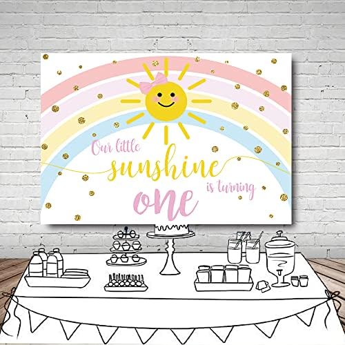 MEHOFOND 10x7ft Rainbow rođendan pozadina Sunshine djevojke 1. bday party dekoracije pozadini Naše malo sunce
