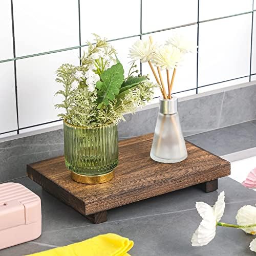 Nuogo Wood Riser sapun, stalak za umivaonik za sudoper, drveni pijedestal za kuhinjske sudoperne štand Dekorativne rustikalne kupaonice posuđe za biljne boce na svijeće