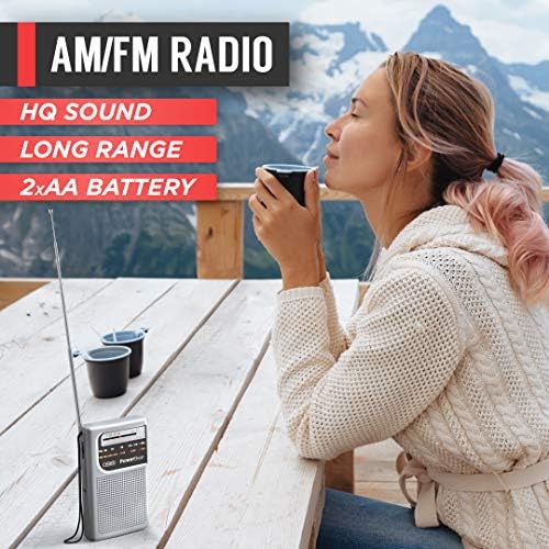 PowerBear prijenosni Radio / AM / FM, 2AA baterija sa prijemom velikog dometa za unutrašnju, vanjsku i hitnu upotrebu | Radio sa zvučnikom & priključak za slušalice