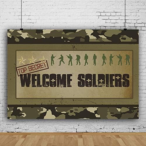 Baocicco Army Soldier Backdrop 10x6. 5ft Welcome Soldiers photography Background Three Stars Top Secret