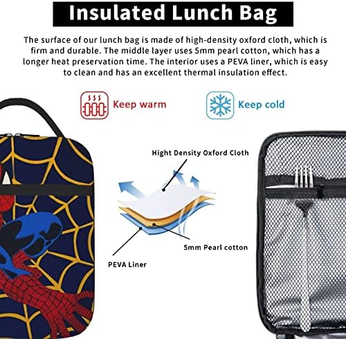 QUOP Cartoon torba za ručak,odvojiva torba za višekratnu upotrebu na Naramenici za odrasle muškarce i žene izolovana hladnjača za ručak na otvorenom i pikniku