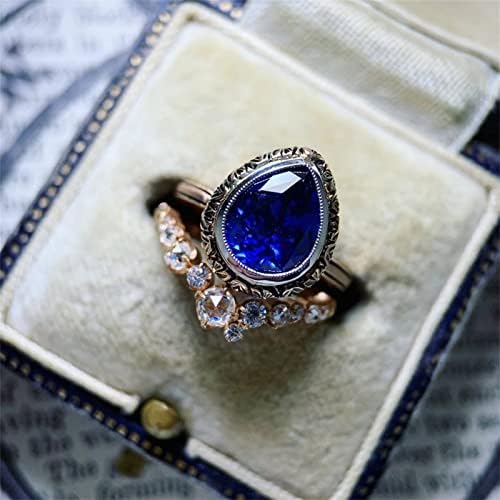 2023 Novi nakit modni svijetli plavi prsten nakit za žene kamen angažirani prsten cirkon okrugli prstenovi za