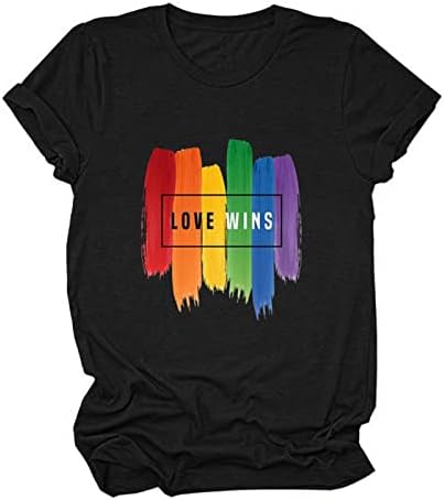 Teen Girls Bluzes Rainbow Heart Love Graphic Najbolje košulje Kratki rukav Crew Crt Ležerne prilike