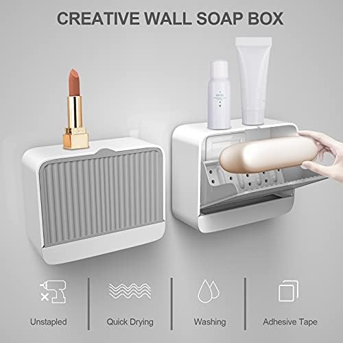 Držač sapuna za tuš zid, posuda za sapun za tuš / kuhinje/kupatilo, bez bušenja, uklonjiv, Čvrst i ne otpada, držač sapuna za jednostavno čišćenje i duži vijek trajanja sapuna