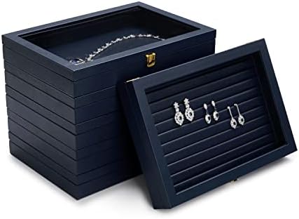 Oirlv Bijela kutija za organizatore nakita sa akrilnim poklopcem prstenaste vitrine kutija za nakit za