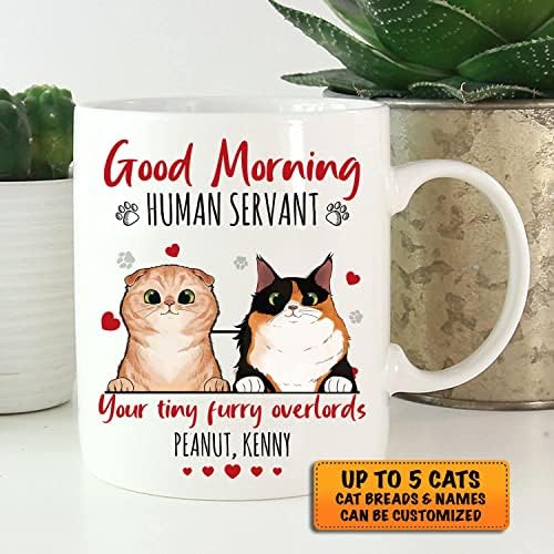 UrVog Dobro jutro ljudski sluga vaša sićušna krznena personalizirana šolja za kafu mačke-pokloni ljubitelja