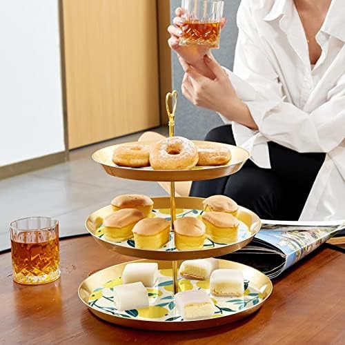 Lyetny 3-rajdni desertna torta za kolač Zlatni cupcake Kolačice za čajnik za čaj, vjenčanje i rođendan, voćna žuta kruška