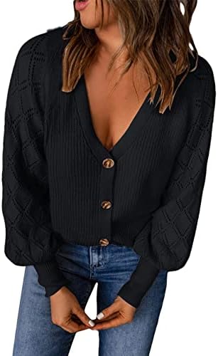 Ženski pleteni kardigan džemperi Žene Ležerne prilike s jednim grudima s dugim rukavima dugih rukava modna