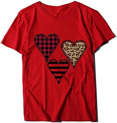 Camiseta de manga corta con cuello redondo de San Valentín para mujer 547