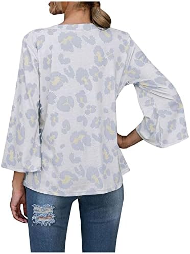 Bluze za brod za teen Girl Bell rukava Leopard Ispis Labavi fit prevelizirani poklon casual vrhovi košulje žene 2023