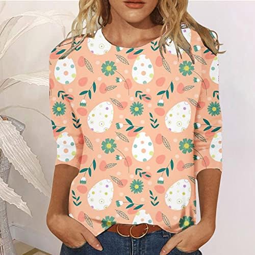 SOSTER BUNNY košulja za žene Ljeto 3/4 majice rukava za žene vrhovi labavi fit crewneck majica Tunike
