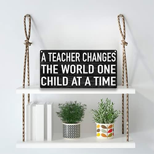 Nastavnik mijenja svijet jedan dječji drveni znak rustikalni učitelji Drvena viseća ploča za kućnu učionicu Zidni umjetnički ukras 8 x 10 inča