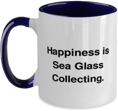 Fancy Sea Glass Prikupljanje poklona, ​​sreća je morska stakla, jedinstvena dva tona 11oz krigla