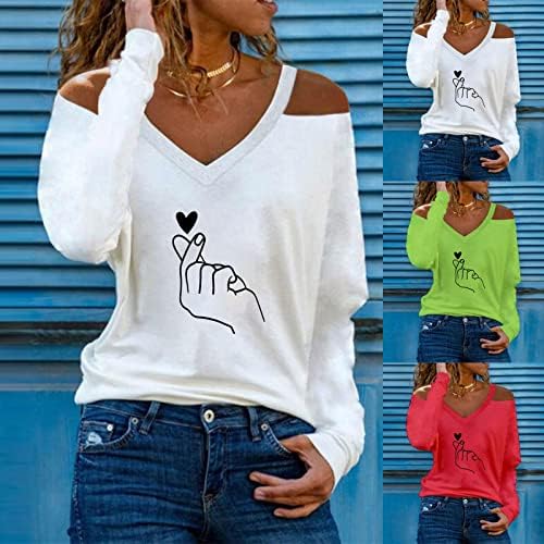 Modne ženske bluze bez kaiševa Koloful prozračni pulover vrhovi jednostavno ispisano vanjsko atletsko dukserice V-izrez
