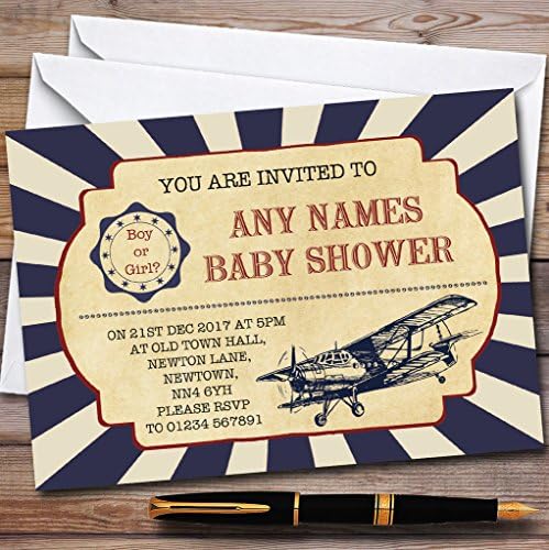 Vintage Pozivnice Za Avion Vazduhoplovstva Pozivnice Za Tuširanje Beba
