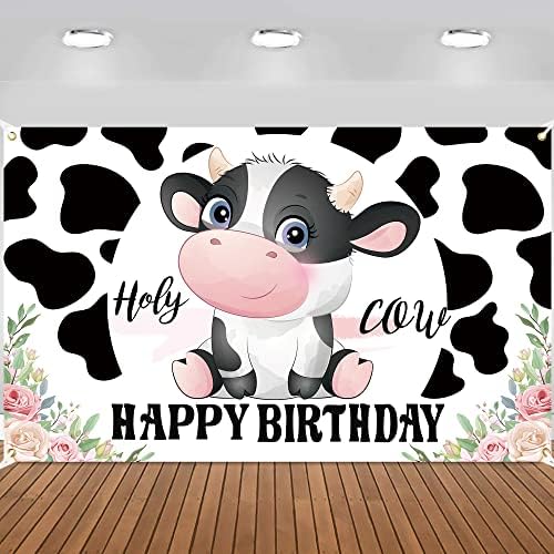 Dekoracija kravlje rođendanske zabave Holy Cow backdrops Cow Birthday Party Supplies Cow Birthday Party backdrops za kravlje rođendanske zabave za domaće životinje tematske zabave Baby Shower Supplies