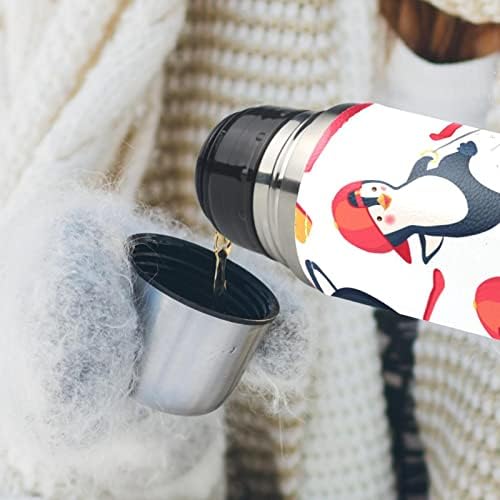 Šalica za kafu, termos, putna krigla, prebacivač kafe, izolirana šalica za kavu, bešavni uzorak pingvini životinja