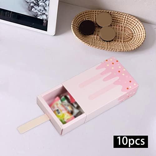 Predolo 10 komada Papir Sladoled Box Bondy Box Box Poklon box Popsicle crtični tretman za zabavu, ružičasti