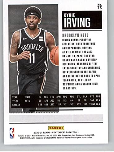 2020-21 Panini kandidata za sezonu # 73 Kyrie Irving Brooklyn Nets NBA košarkaška trgovačka kartica