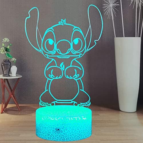 Laysinly Stitch 3D noćno svjetlo, Stitch Anime noćna lampa, USB stona lampa na dodir, daljinsko upravljanje