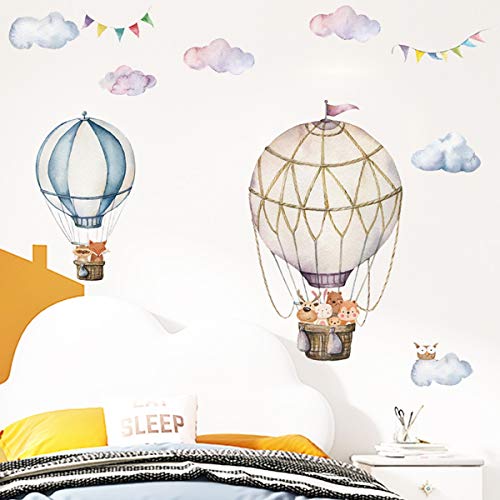 Zidne naljepnice za balone sa toplim zrakom, oguliti i zalijepiti uklonjivi Baloni za životinje u oblaku zidne naljepnice dekoracija za djecu rasadnik spavaća soba dnevni boravak