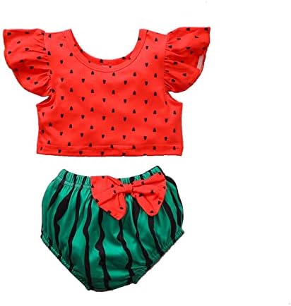Girls Hotsa setovi veličine 10 Djeca Slatka odjeća Pokal Dot Flutter rukav sruga Vrhunska bowknot Striped gaćice ljeto