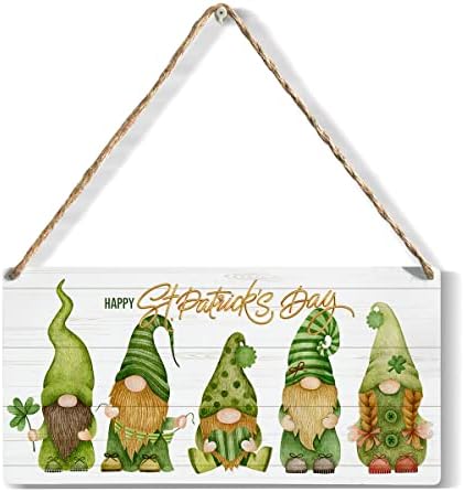 Funny sretan Day Sv. Patrickov Drveni znak Rustic Luck Shamrocks Gnomes Drvena viseća ploča za kuću dnevni