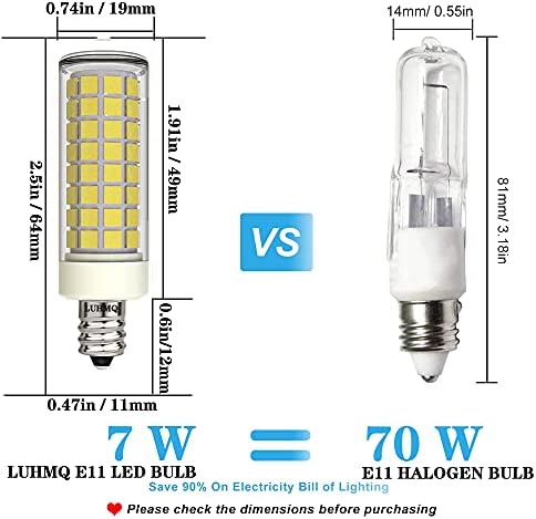 LUHMQ 3-Pack E11 LED Sijalice e11 Mini svijećnjak baza e11 lusteri plafon Fan Light JD E11 sijalica 7W 700LM AC120V za ormar rasvjeta, Sconce& više