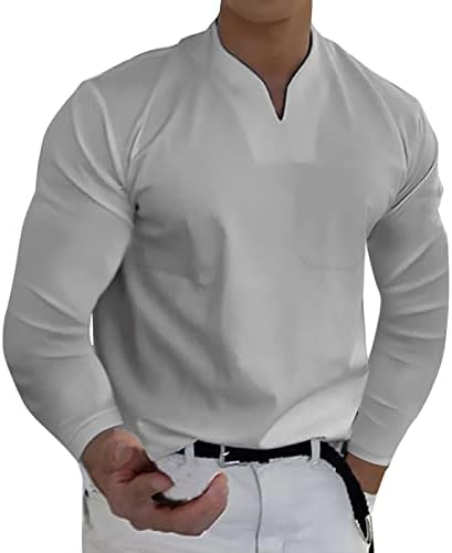 Muška majica s dugim rukavima s dugim rukavima, opružnim mišićima Slim Fit Business Casual majica bez ogrlice