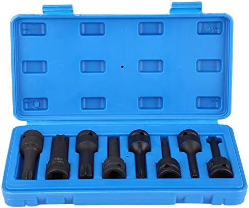 DEALPEAK 8kom / Set 1/2 inčni profesionalni pogon Torx Star Socket bit Tools Kit T30-T80 sa Carry Case