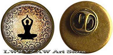 Golden Yoga Brooch, joga pin Yoga nakit joga broš meditacija nakit, joga studentski učitelj, M389