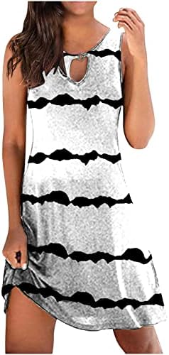 Strip Tank haljina za žene labave Casual Sundress Ključaonica s majicom bez rukava lepršave trendi