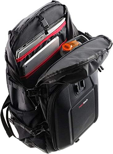 Navitech akcijski ruksak i crvena kutija za pohranu s integriranim remenom prsa - kompatibilan sa Crosstour 4K 16MP Sportska akcijska kamera