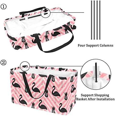 LORVIES Flamingo životinja za višekratnu upotrebu sklopiva izdržljiva torba za kupovinu namirnica - velika strukturirana torba za teške uslove rada