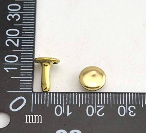 Wuuycoky Light Golden Dvostruko kapice Kožne zakovice Cjevaste metalne kape 10mm i post 10 mm pakovanje od 60 setova